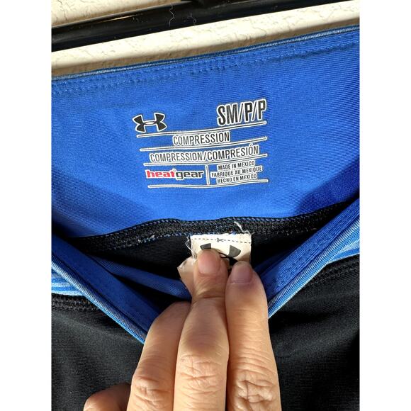 Under Armour HeatGear Compression Leggings Women’s Small Black/Blue - Picture 4 of 10